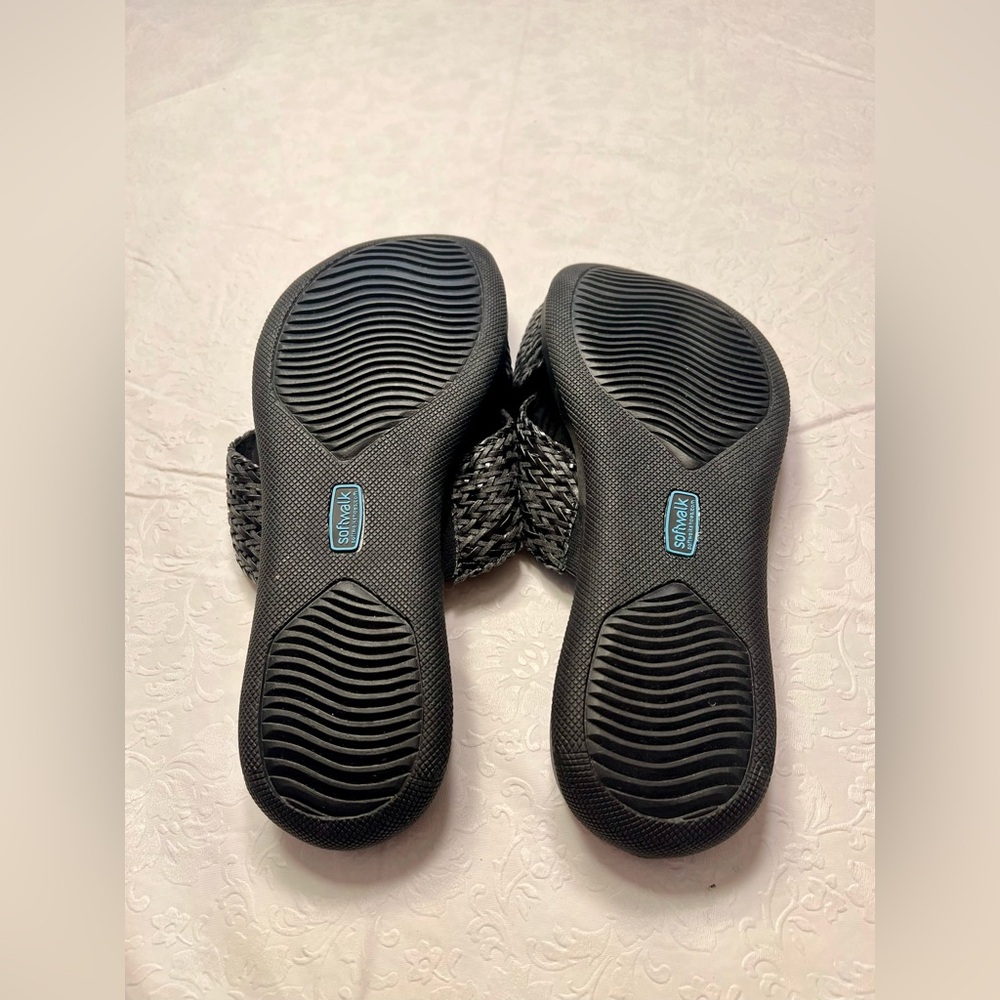 SoftWalk Women's Charcoal Woven Sandals - Picture 4 of 5